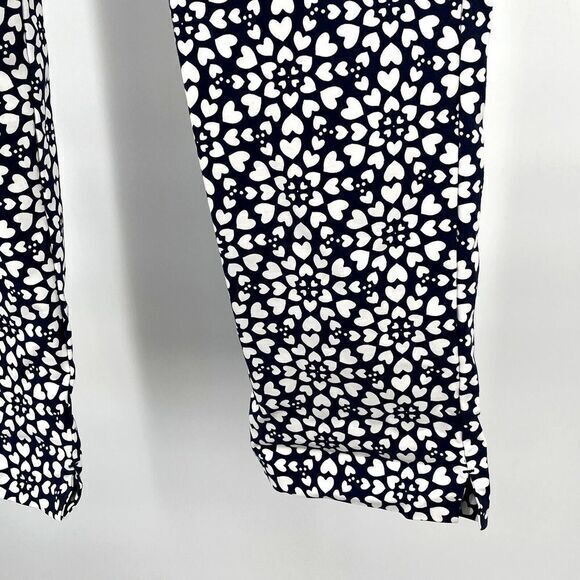BODEN Chino Pants Navy White Size 8L (Tall) Stretch Heart Print Front Pockets - Picture 3 of 13